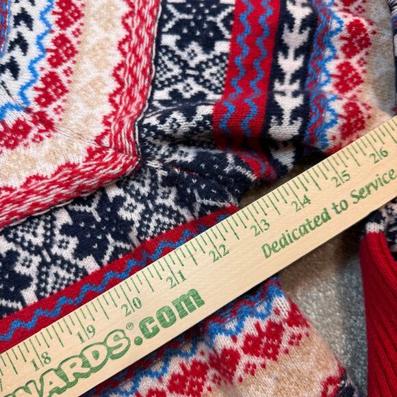 JCrew Fair Isle Crewneck Lambs Wool Blend Sweater 2X Red Navy Winter Christmas - Picture 13 of 16